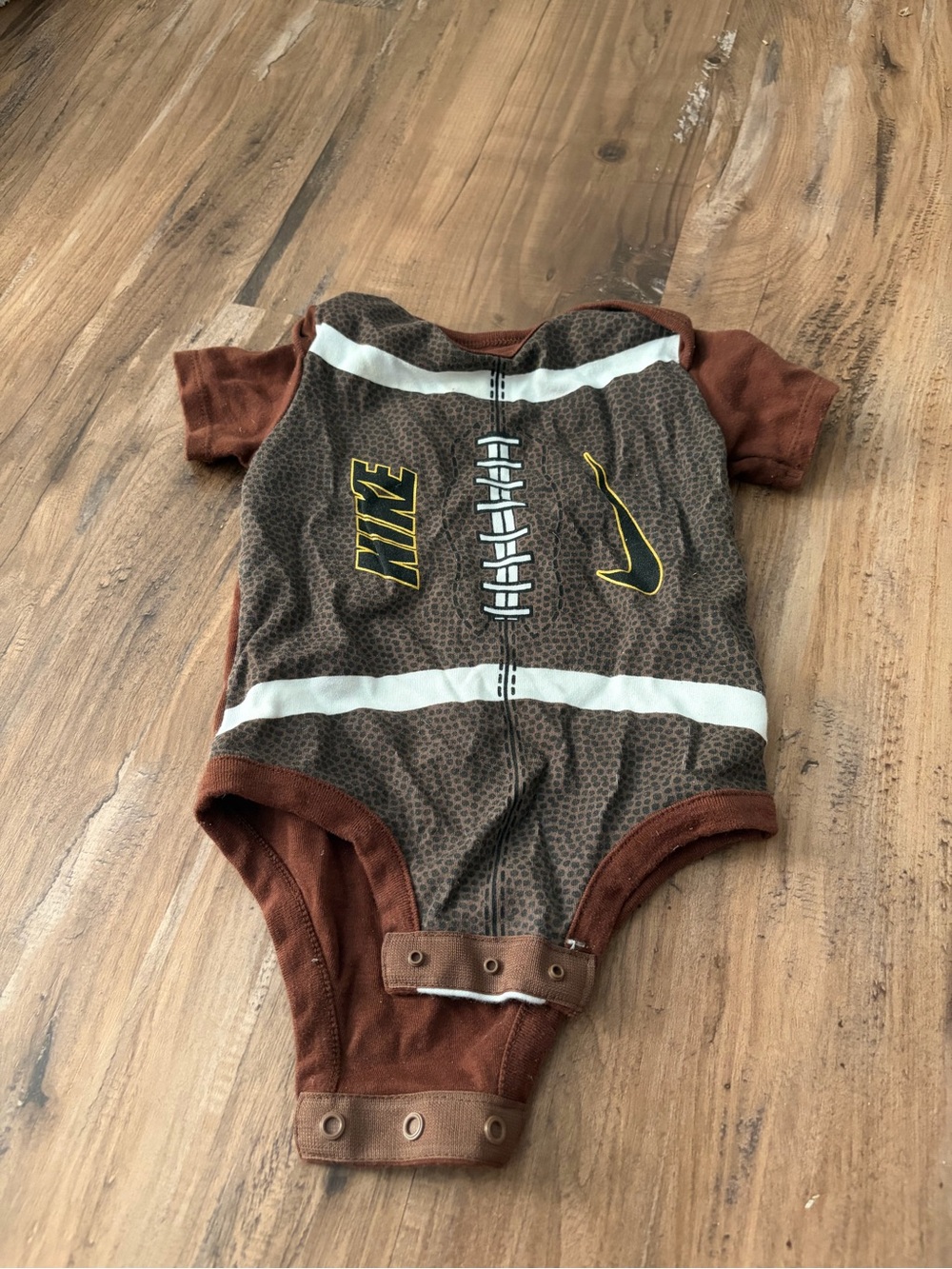 Nike Brown & White Football-Print Baby One-Piece